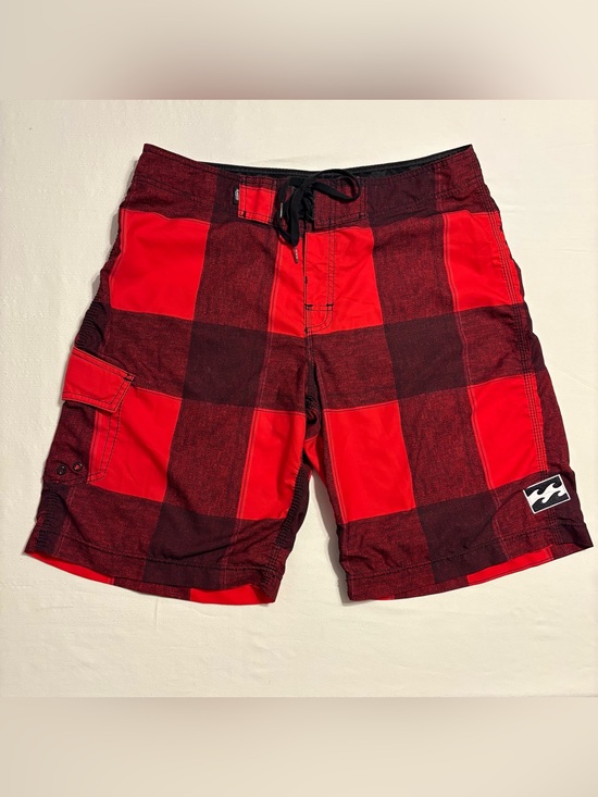 Billabong Other - Billabong Platinum Quad Stretch Board Shorts Red and Black Buffalo Plaid Pattern